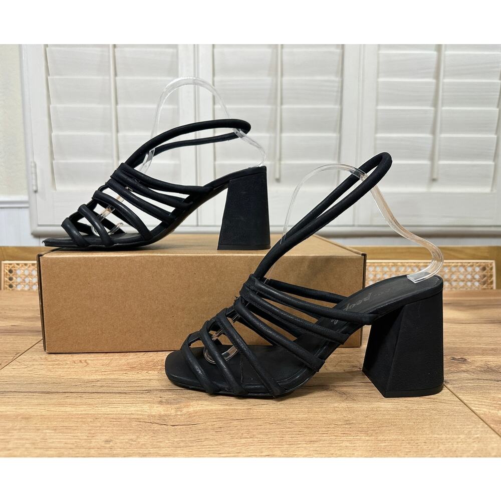 Free People Black Strappy Block Heel Sandals - Picture 4 of 14
